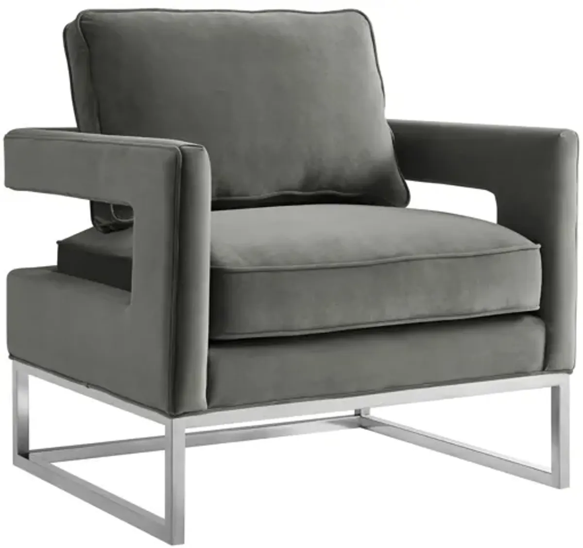 Avery Grey Velvet Chair - Silver Frame