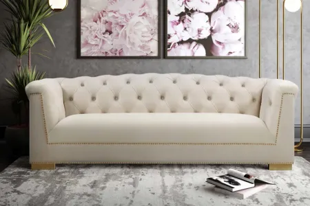 Farah Cream Velvet Sofa