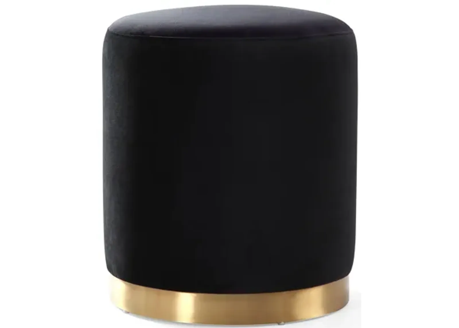 Opal Black Velvet Ottoman -Gold Base