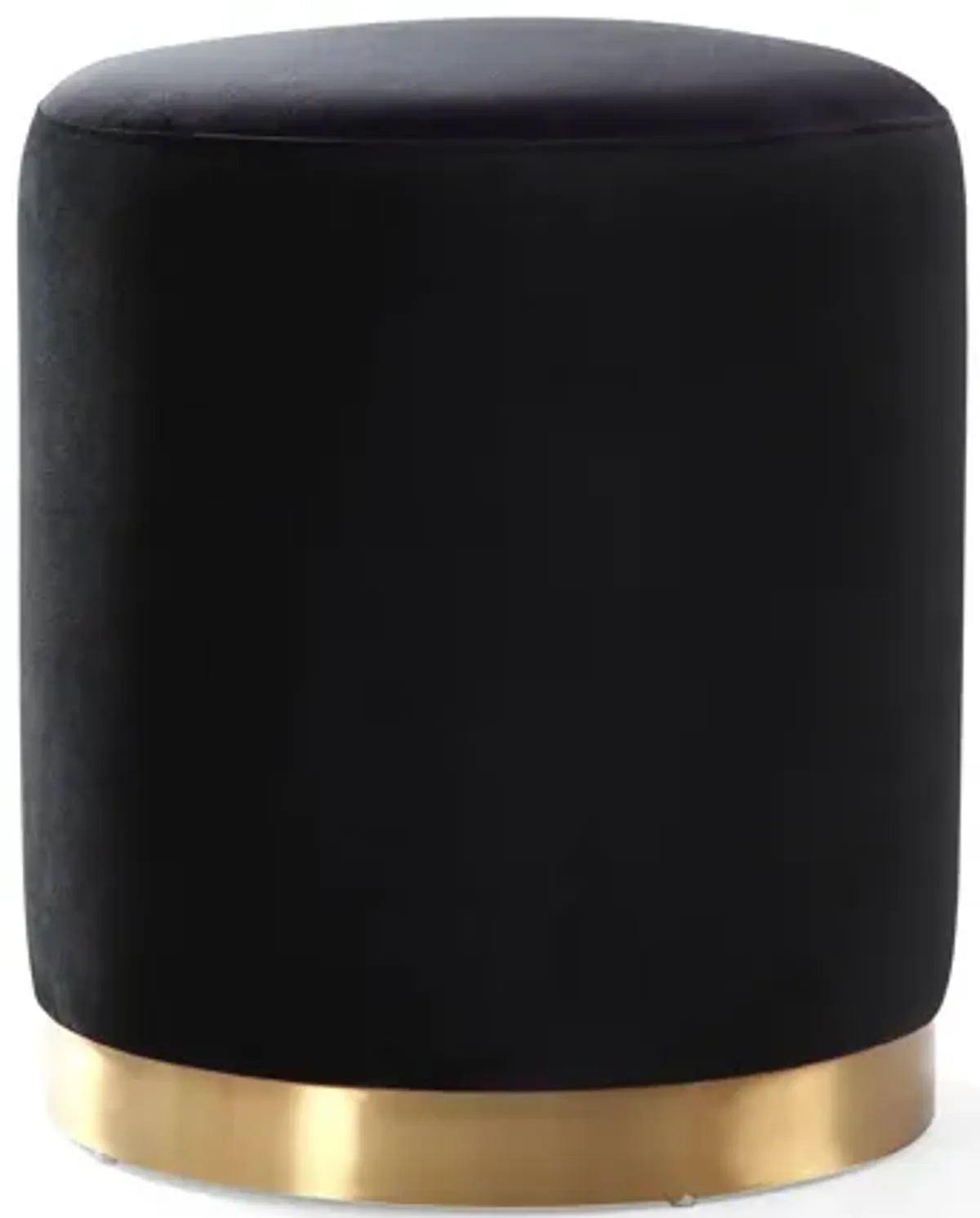 Opal Black Velvet Ottoman -Gold Base