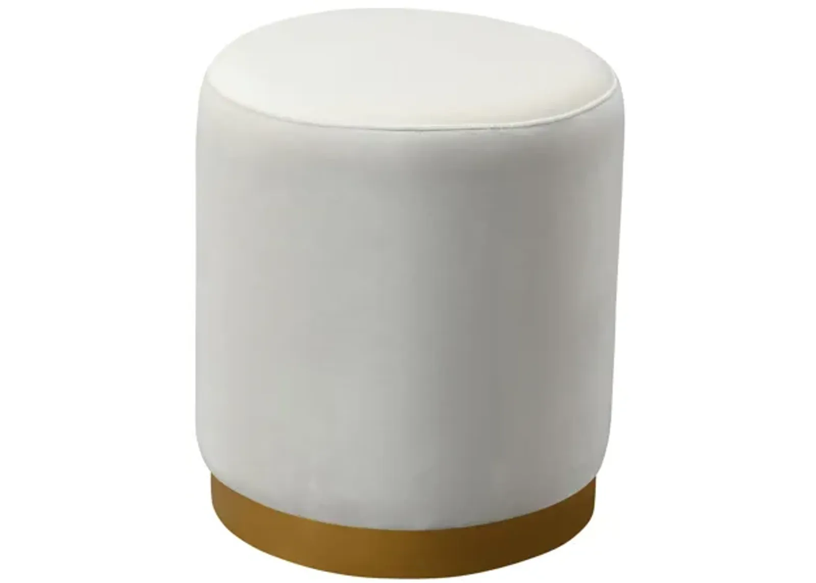 Opal Cream Velvet Ottoman with Gold Base