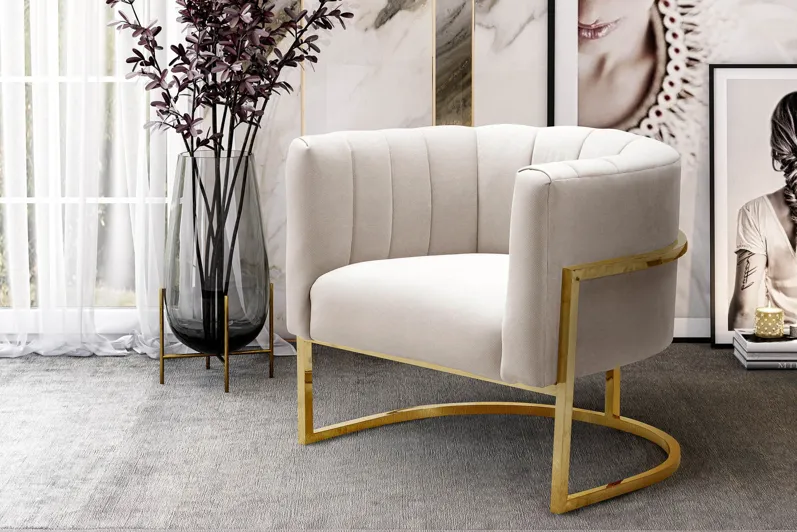 Magnolia Spotted Cream Chair with Gold