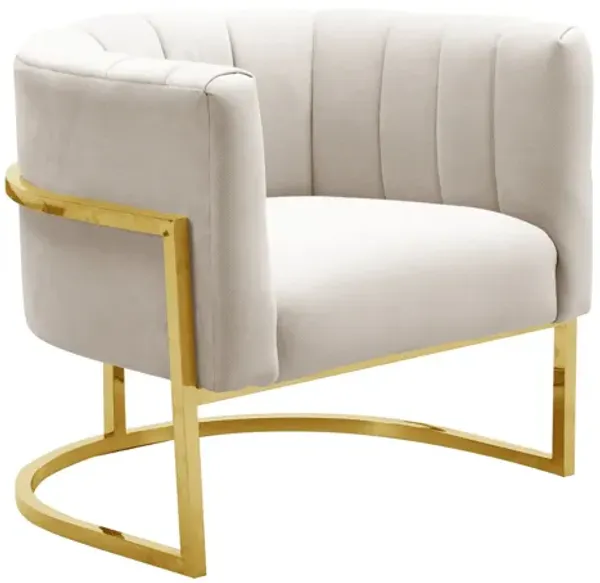Magnolia Spotted Cream Chair with Gold