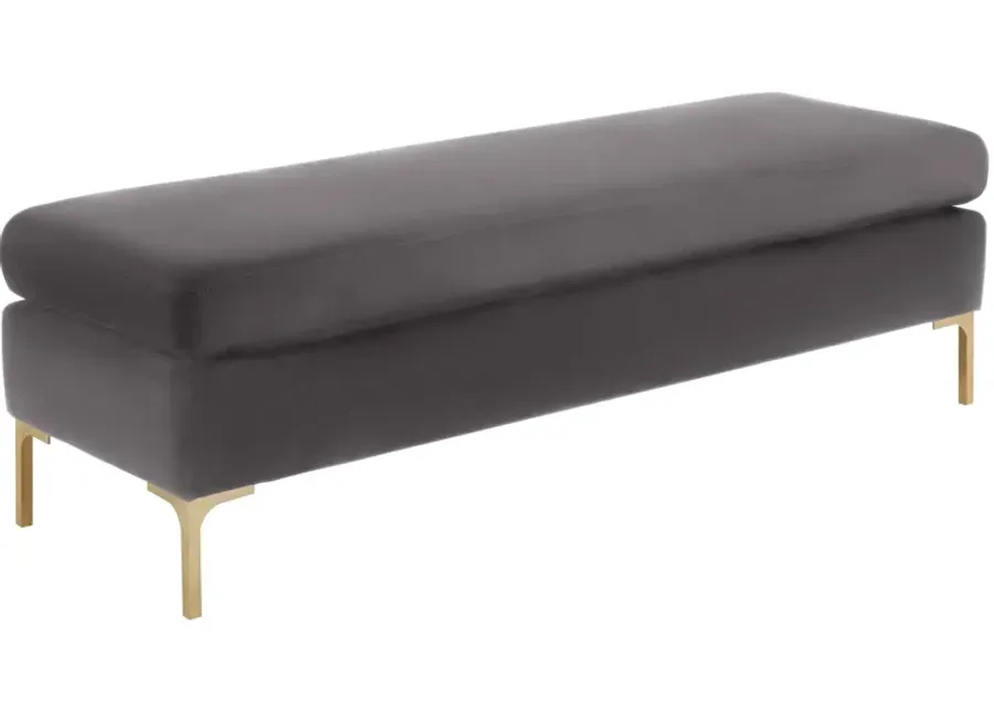 Delilah Grey Velvet Bench