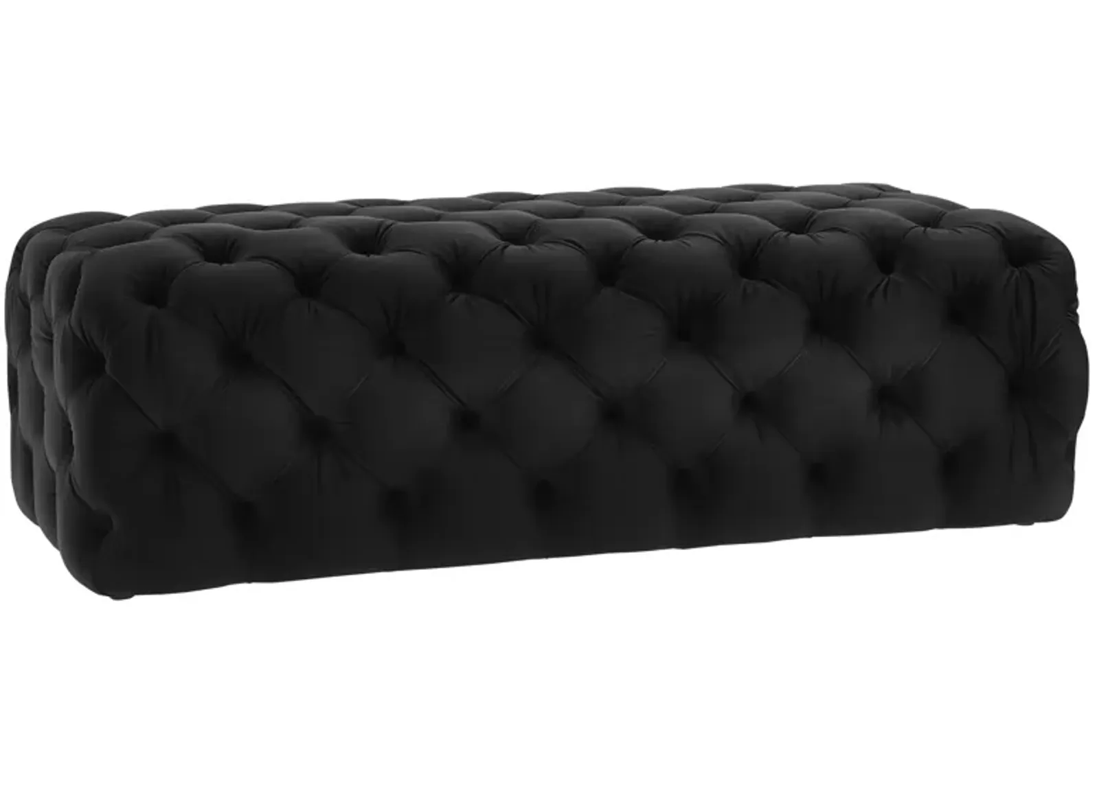 Kaylee Black Velvet Ottoman