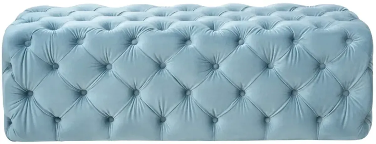 Kaylee Sea Blue Velvet Ottoman