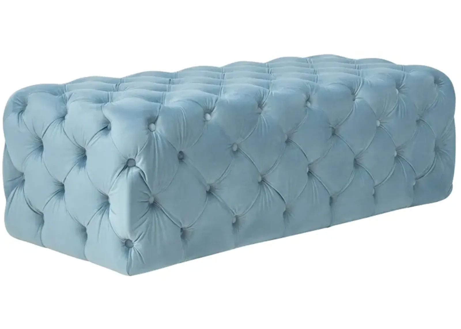 Kaylee Sea Blue Velvet Ottoman