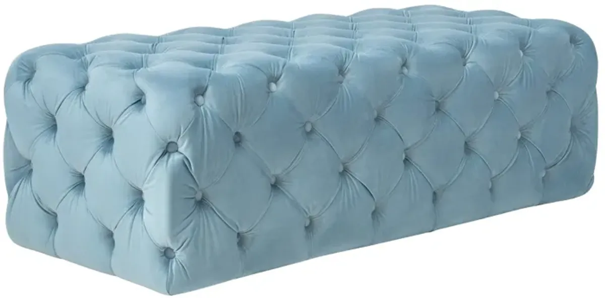 Kaylee Sea Blue Velvet Ottoman