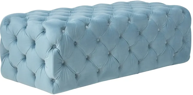 Kaylee Sea Blue Velvet Ottoman