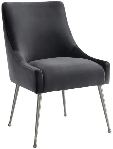 Beatrix Grey Velvet Side Chair with Silver Leg