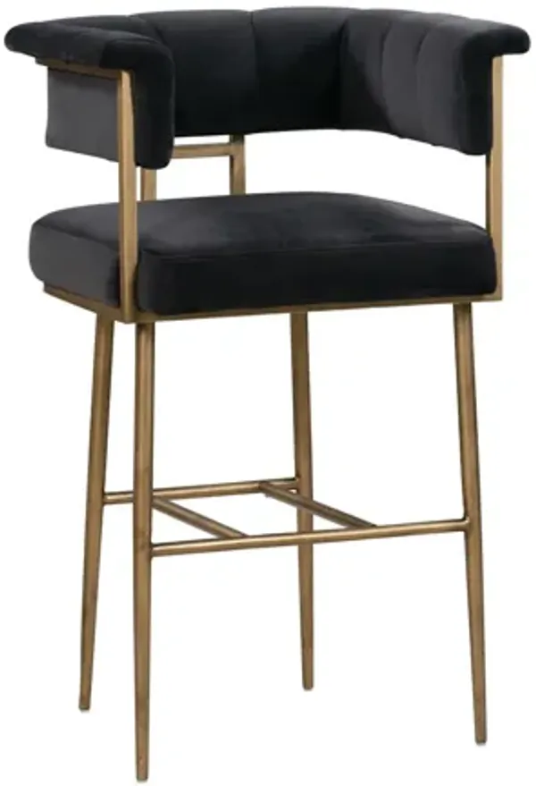 Astrid Grey Velvet Bar Stool