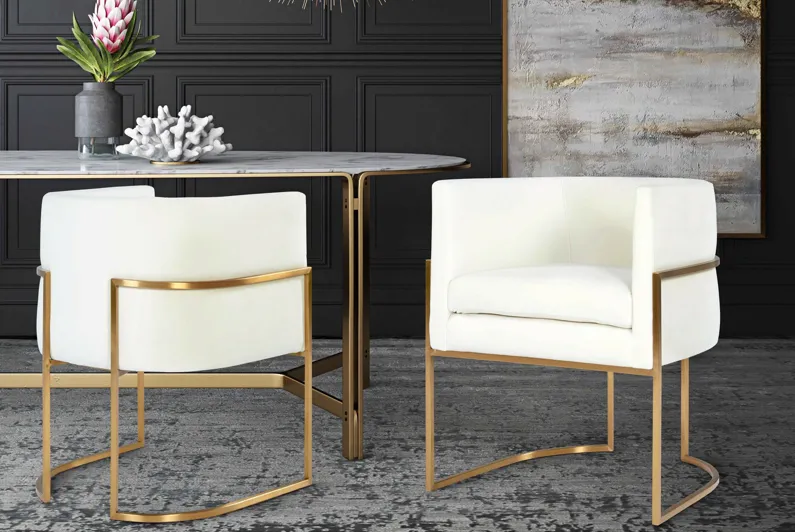 Giselle Cream Velvet Dining Chair Gold Leg