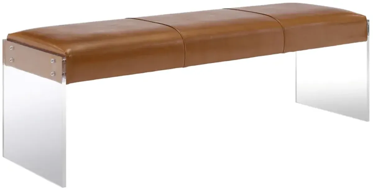 Envy Brown Leather/Acrylic Bench