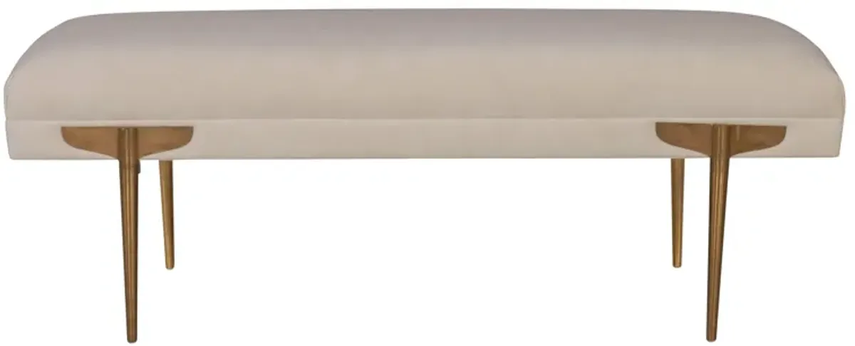 Brno White Waived Velvet Bench