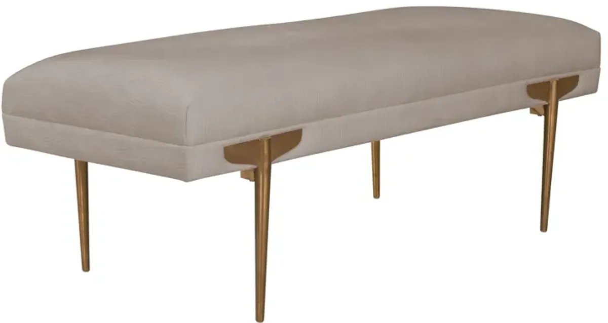 Brno White Waived Velvet Bench