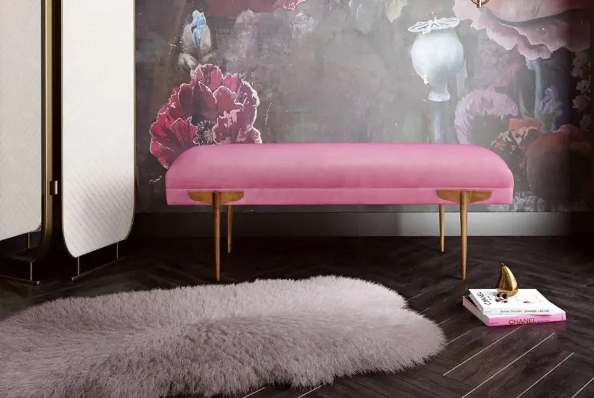 Brno Rose Waived Velvet Bench