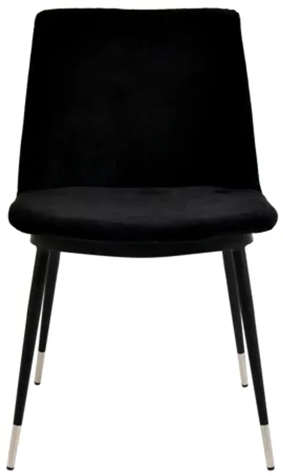 Evora Black Velvet Chair - Silver Legs (Set of 2)