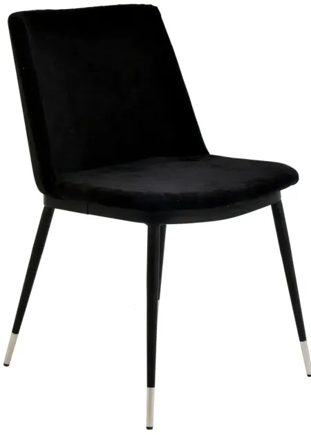 Evora Black Velvet Chair - Silver Legs (Set of 2)