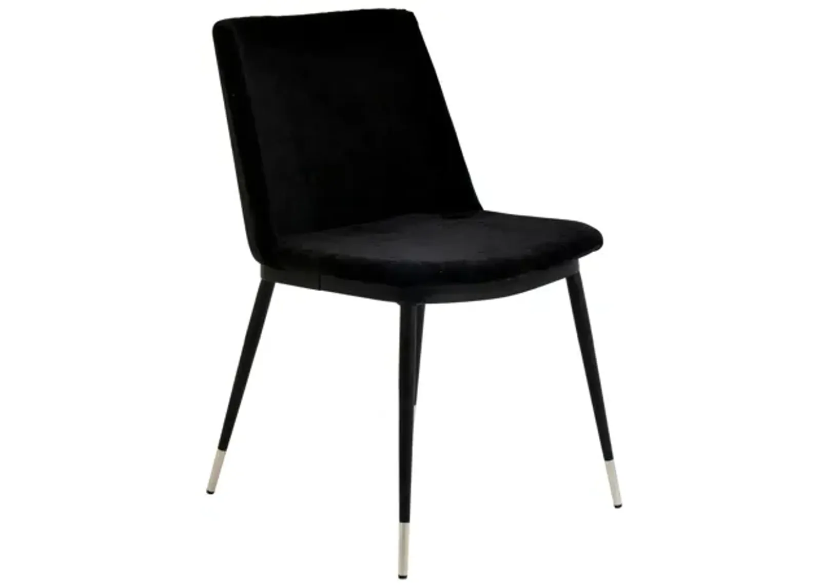 Evora Black Velvet Chair - Silver Legs (Set of 2)