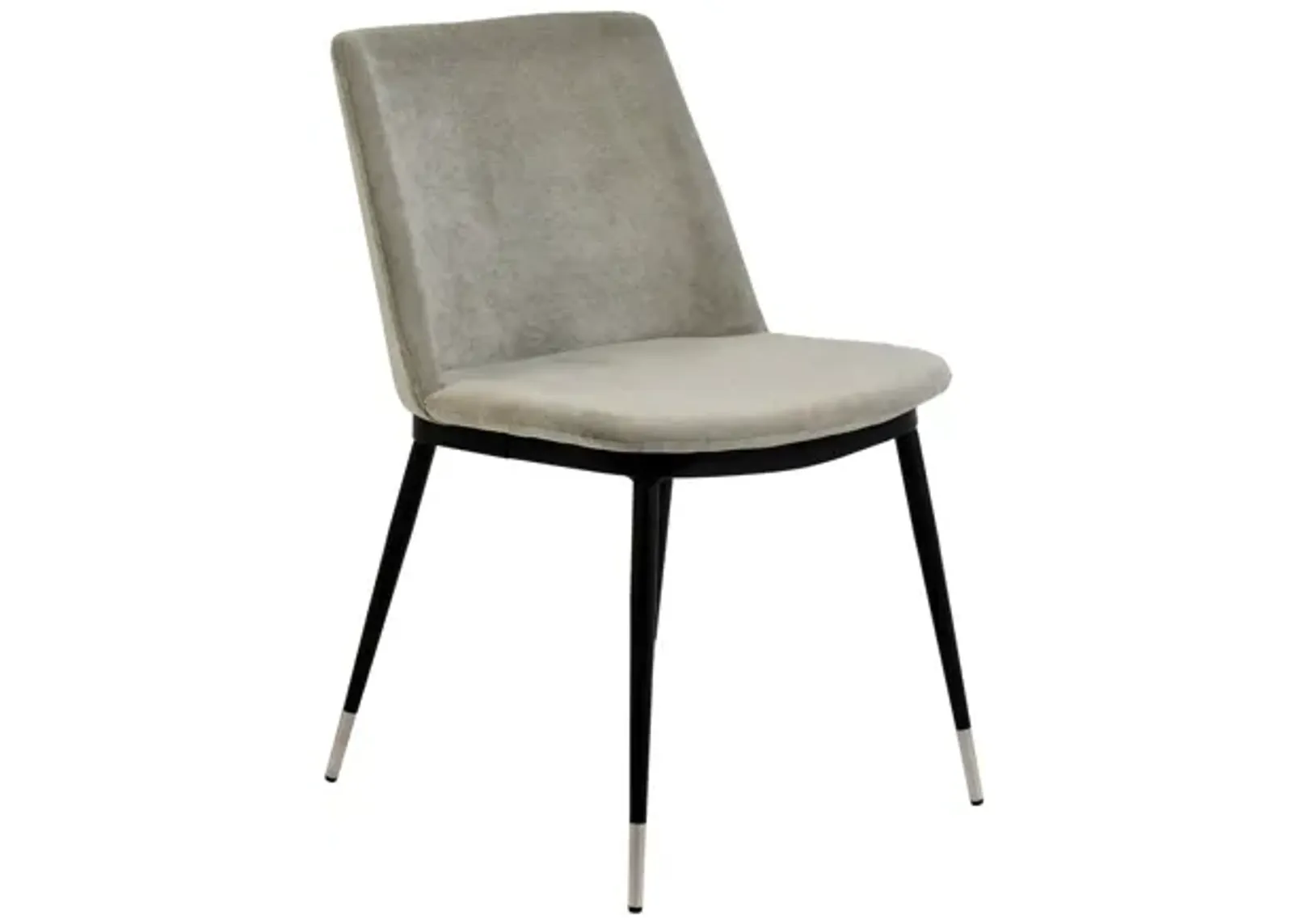 Evora Grey Velvet Chair - Silver Legs (Set of 2)