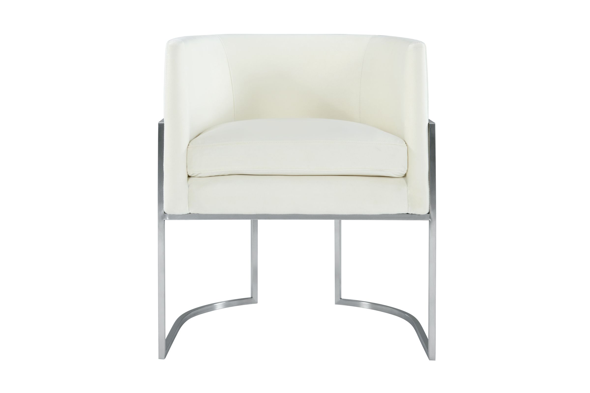 Giselle Cream Velvet Dining Chair Silver Leg