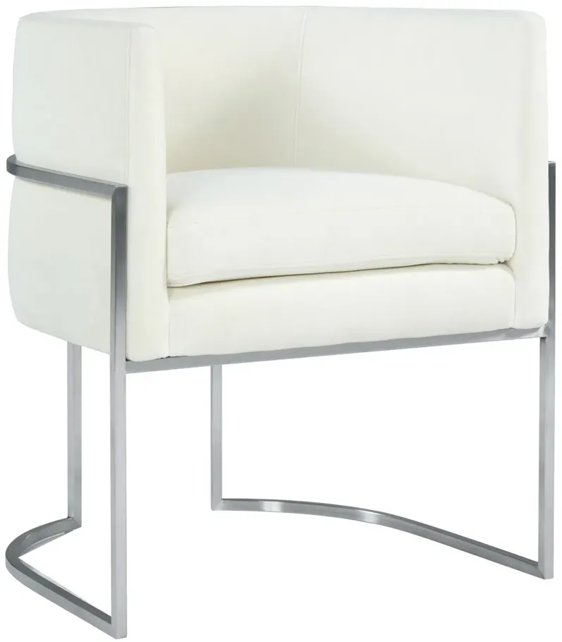 Giselle Cream Velvet Dining Chair Silver Leg