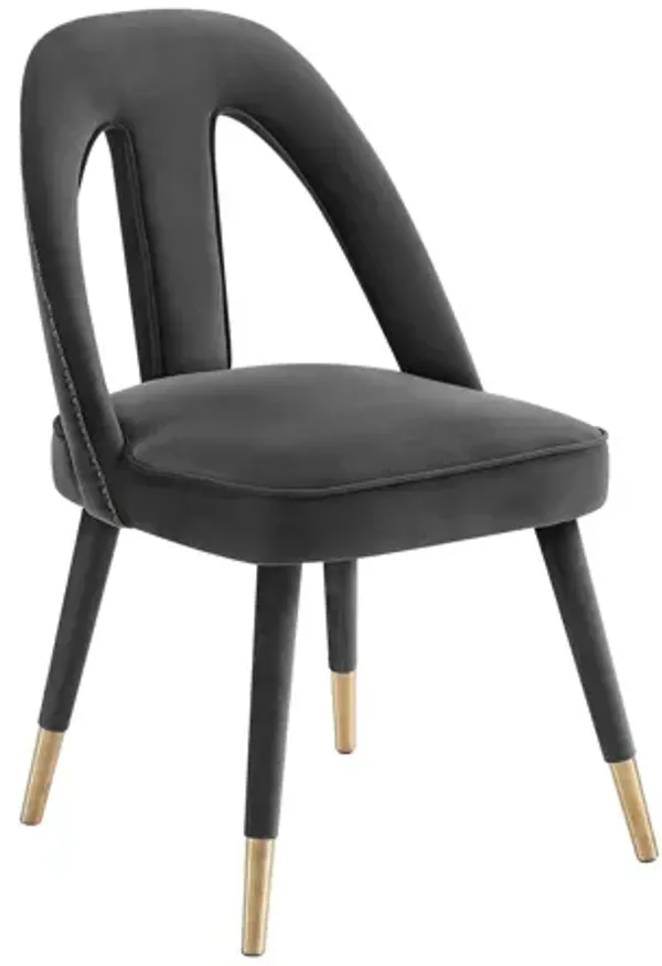 Petra Dark Grey Velvet Side Chair