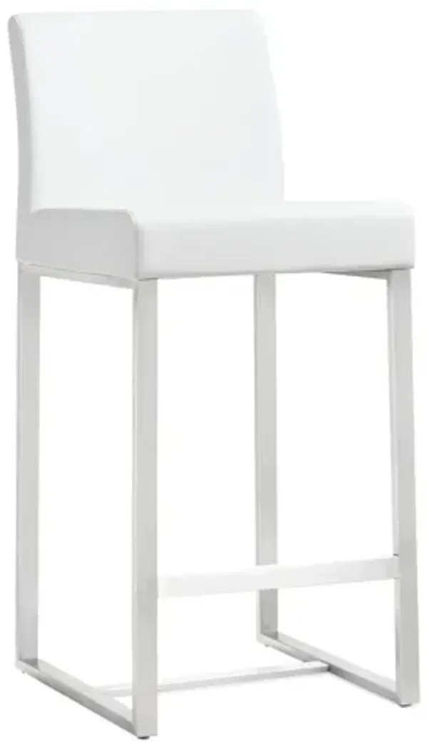 Denmark White Stainless Steel Counter Stool (Set of 2)