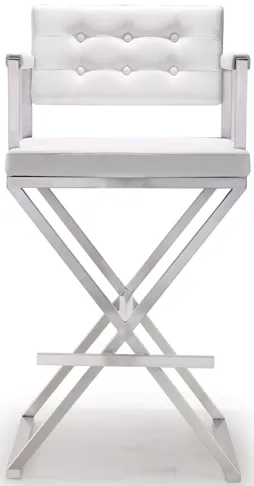 Director White Stainless Steel Barstool