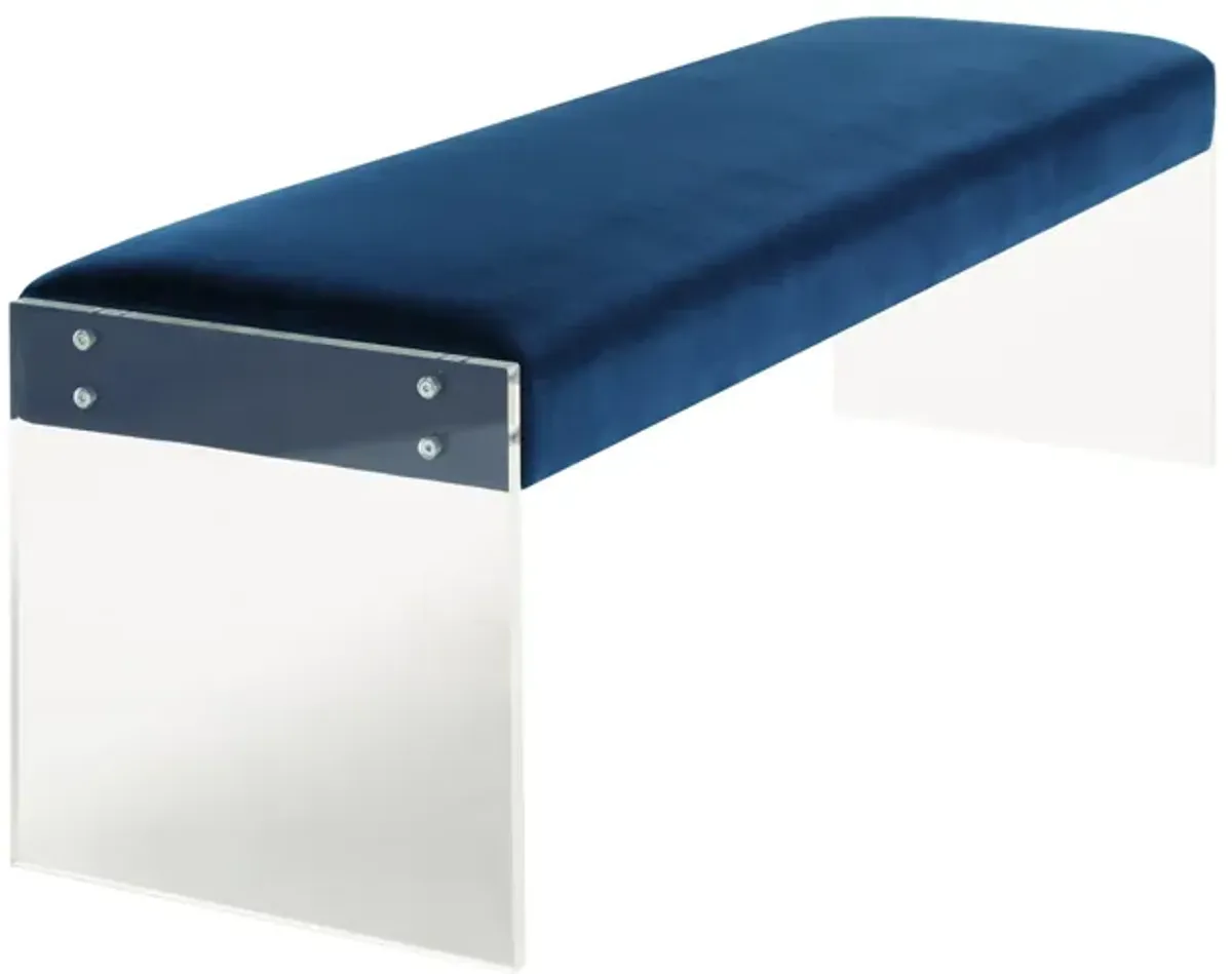 Envy Blue Velvet/Acrylic Bench