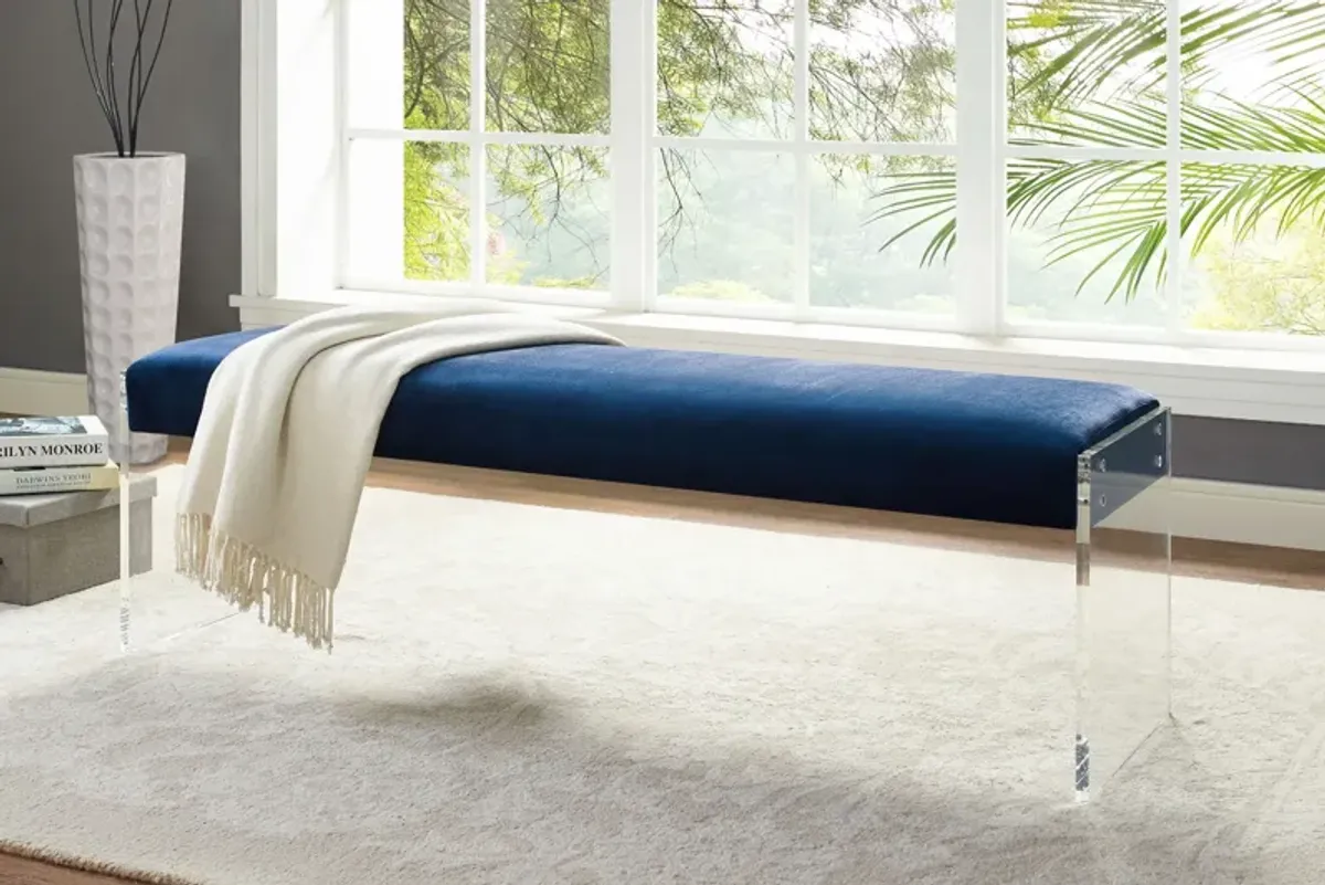 Envy Blue Velvet/Acrylic Bench