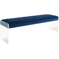 Envy Blue Velvet/Acrylic Bench