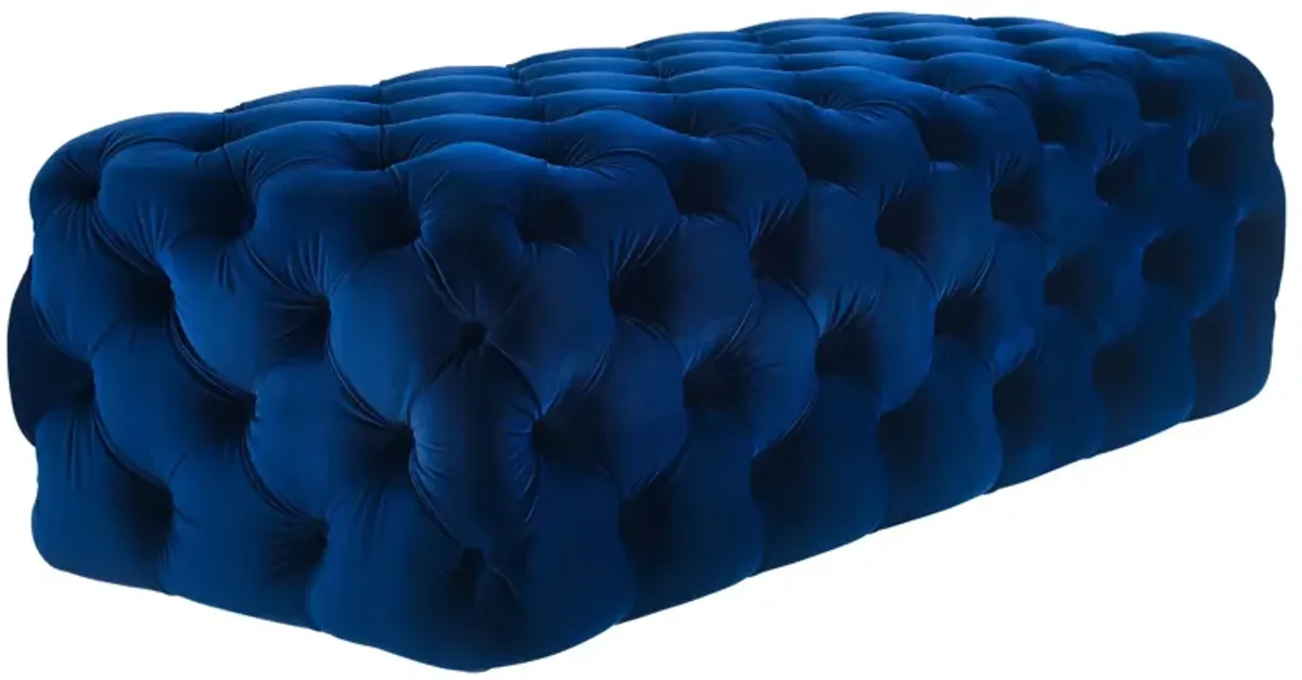 Kaylee Navy Velvet Ottoman