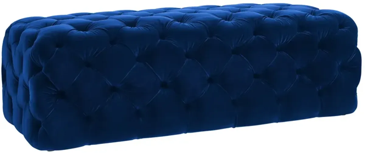 Kaylee Navy Velvet Ottoman