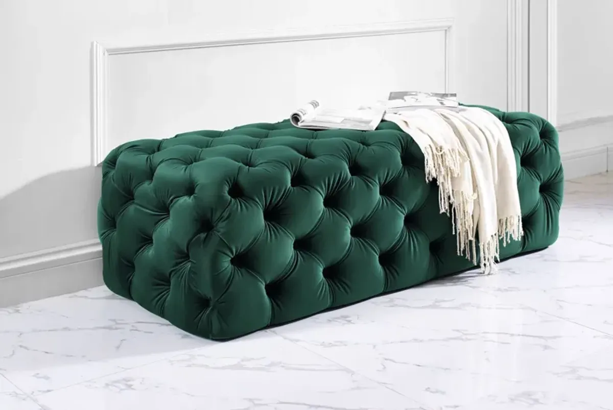 Kaylee Green Velvet Ottoman