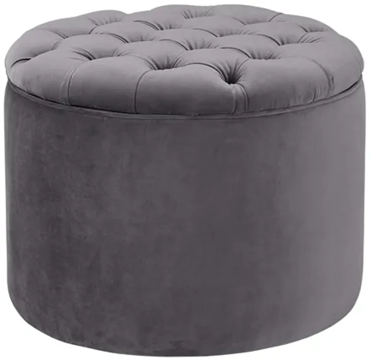 Queen Grey Velvet Storage Ottoman