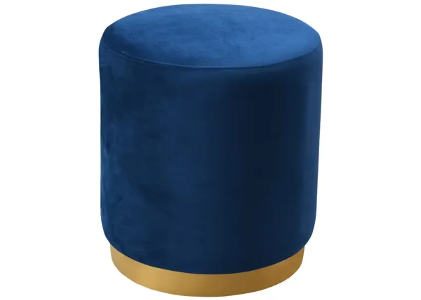 Opal Navy Velvet Ottoman with Gold Base