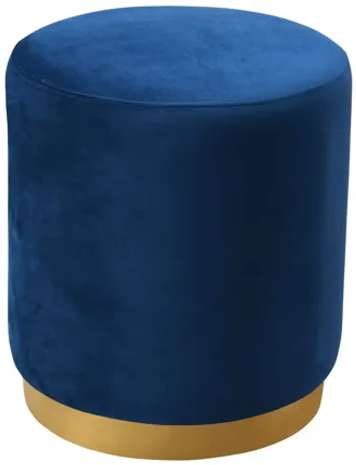 Opal Navy Velvet Ottoman with Gold Base