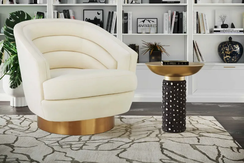 Canyon Cream Velvet Swivel Chair