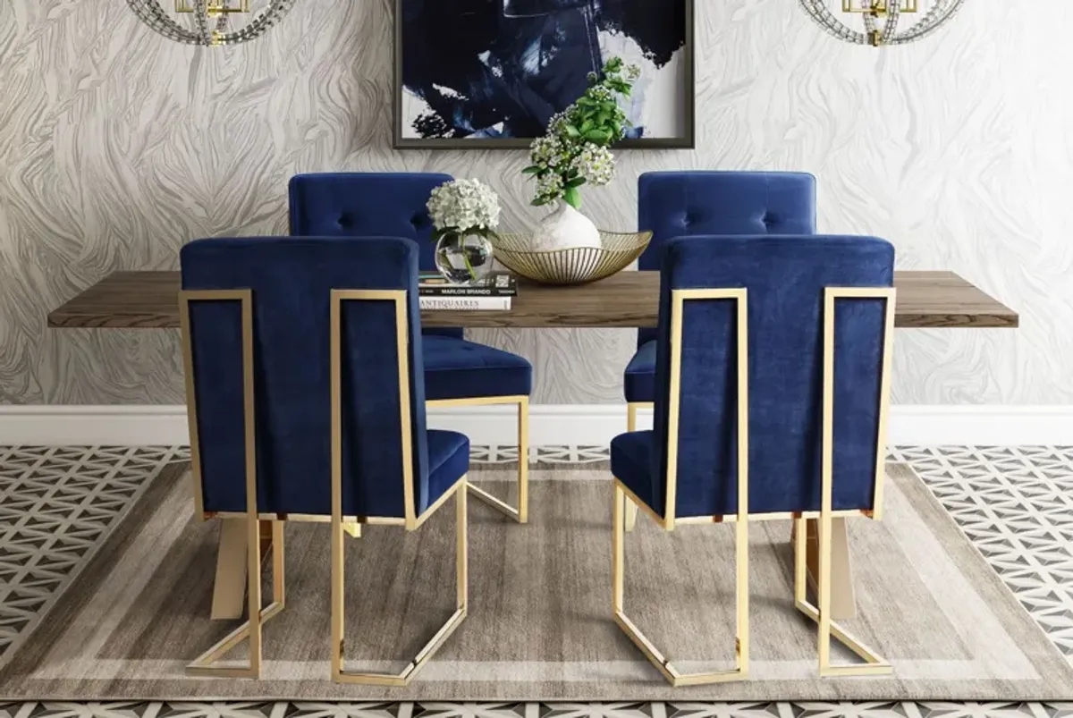 Akiko Navy Velvet Chair - Set of 2