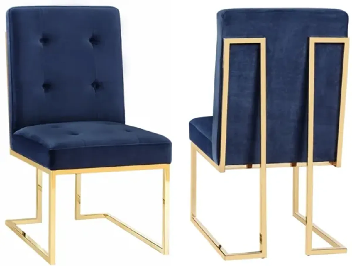 Akiko Navy Velvet Chair - Set of 2