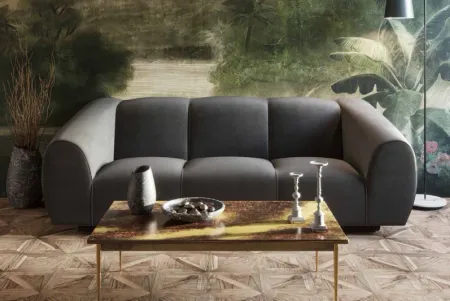 Emmet Grey Velvet Sofa