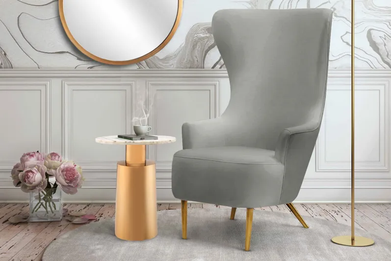 Julia Grey Wingback Chair