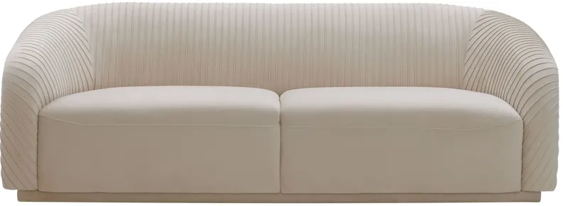 Yara Pleated Beige Velvet Sofa