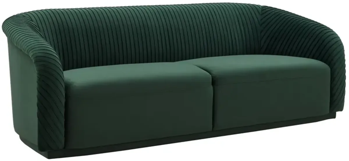 Yara Pleated Forest Green Velvet Sofa