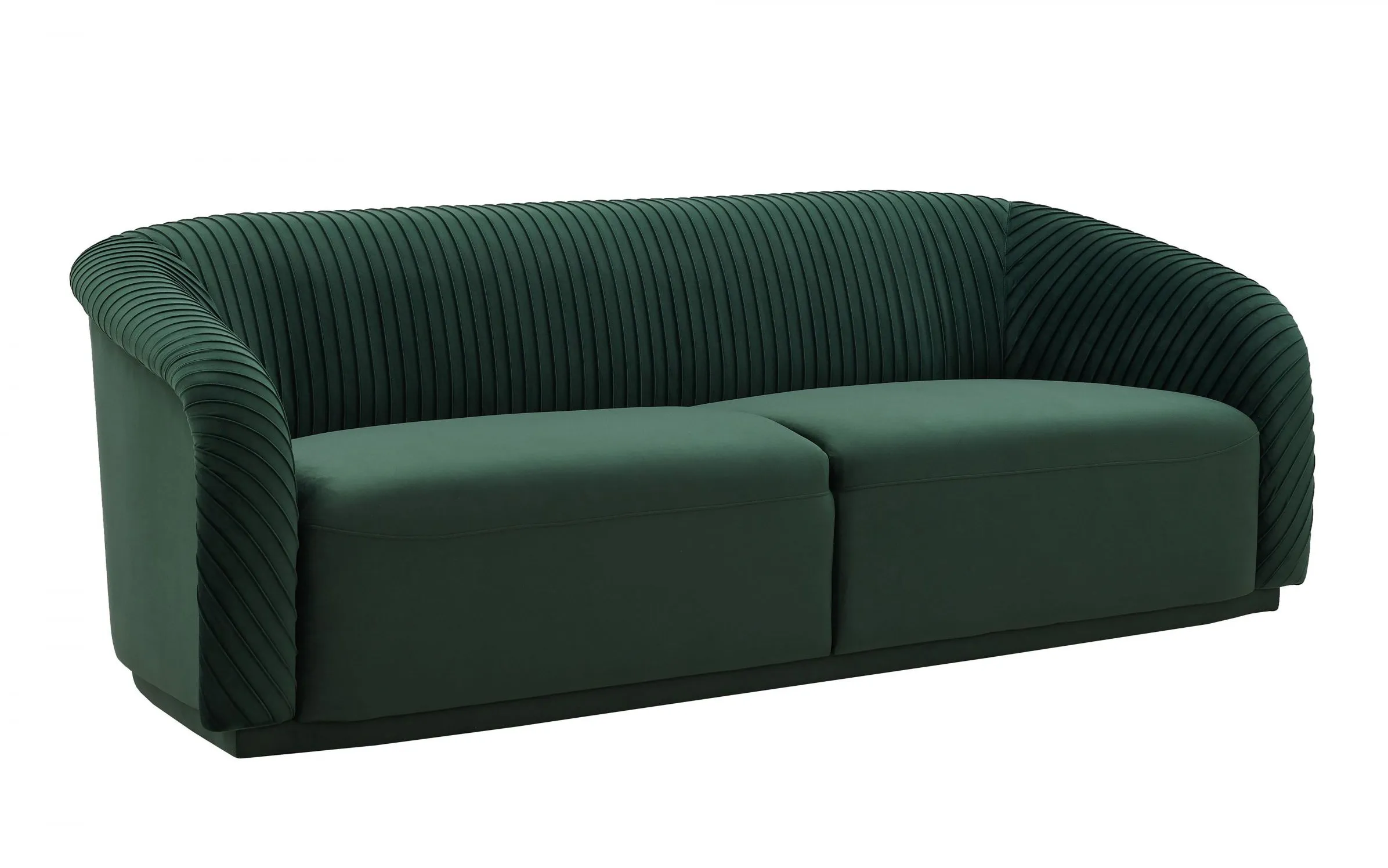 Yara Pleated Forest Green Velvet Sofa