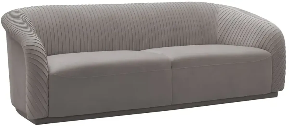 Yara Pleated Grey Velvet Sofa