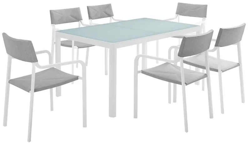Raleigh 7-Piece Outdoor Patio Aluminum Dining Set in White Gray