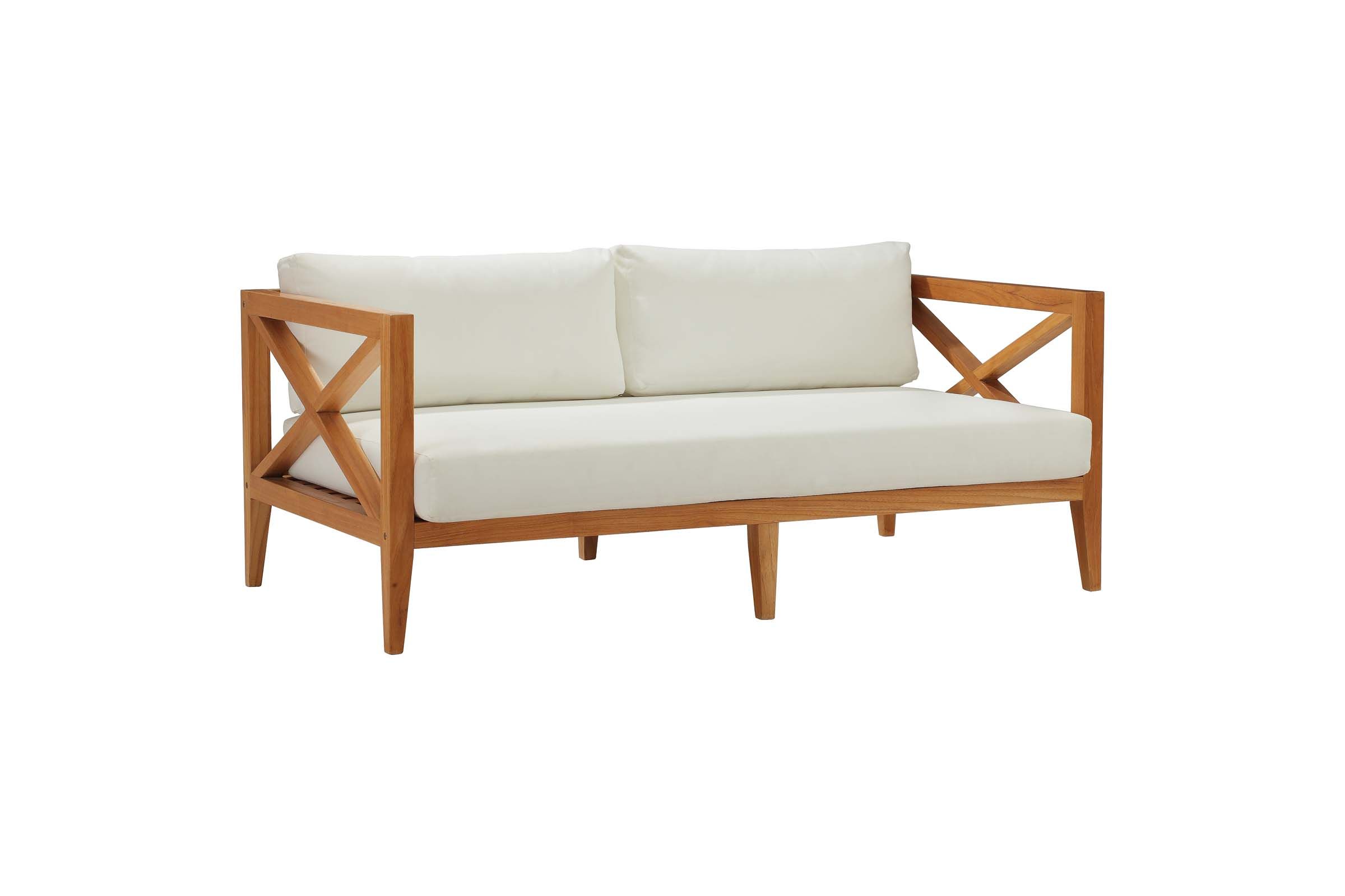Northlake Outdoor Patio Premium Grade A Teak Wood Sofa in Natural White