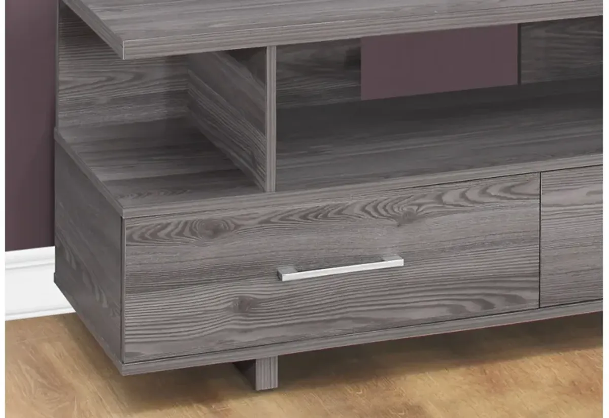 Grey 48" TV Stand with Two Storage Drawers